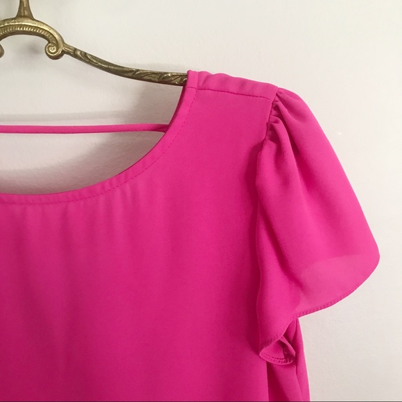 Hot Pink Neon Boutique Top with V back - Picture 7 of 10